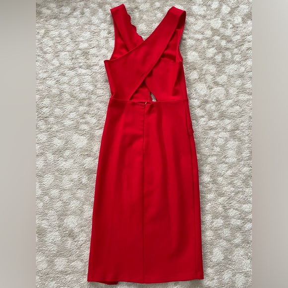 A.Peach Red Party Dress with Peekaboo Cut-out Detailing and Slit Size Small - Picture 5 of 5